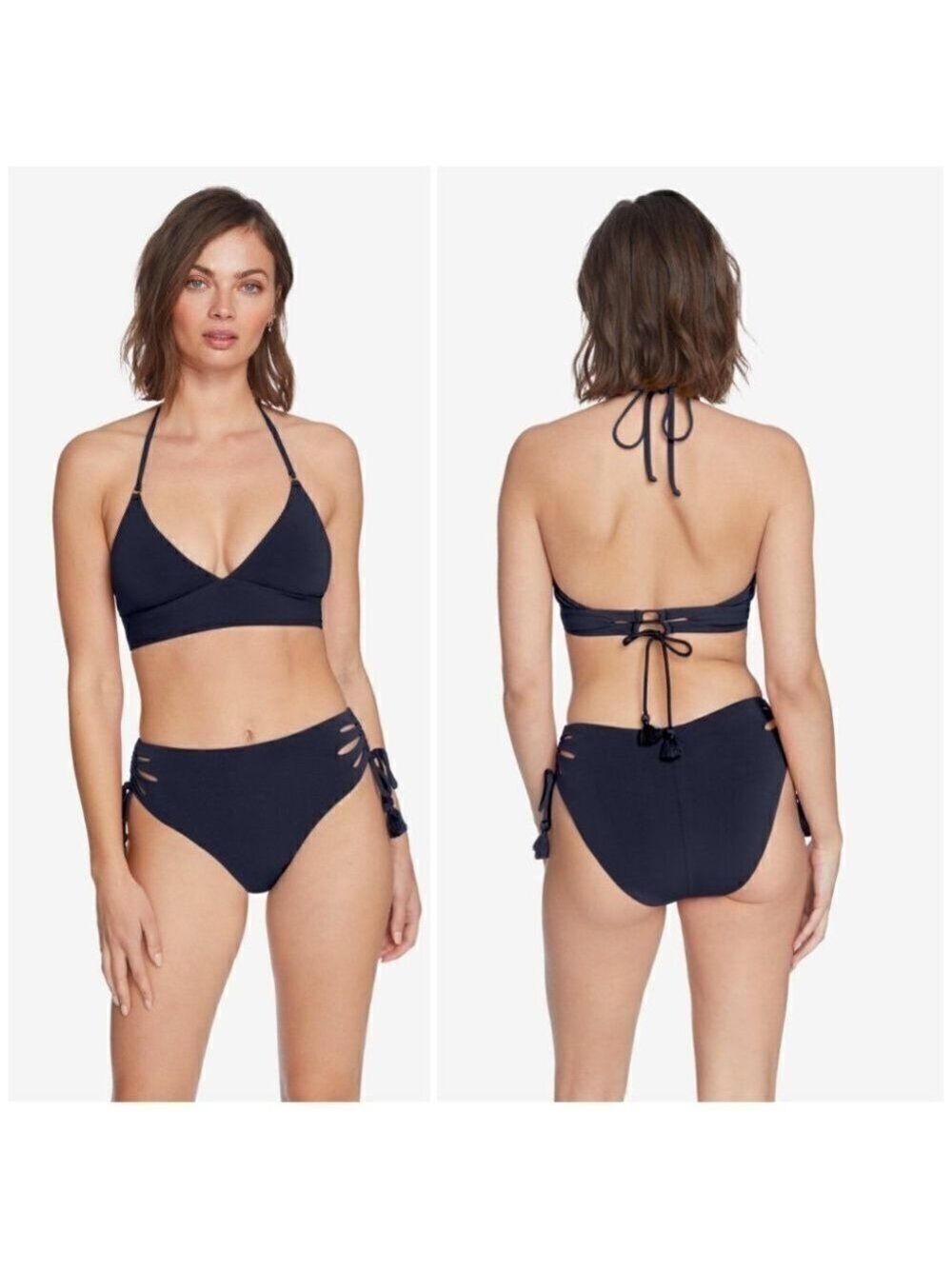 ROBIN Piccone | Gigi triangle halter bikini top in navy